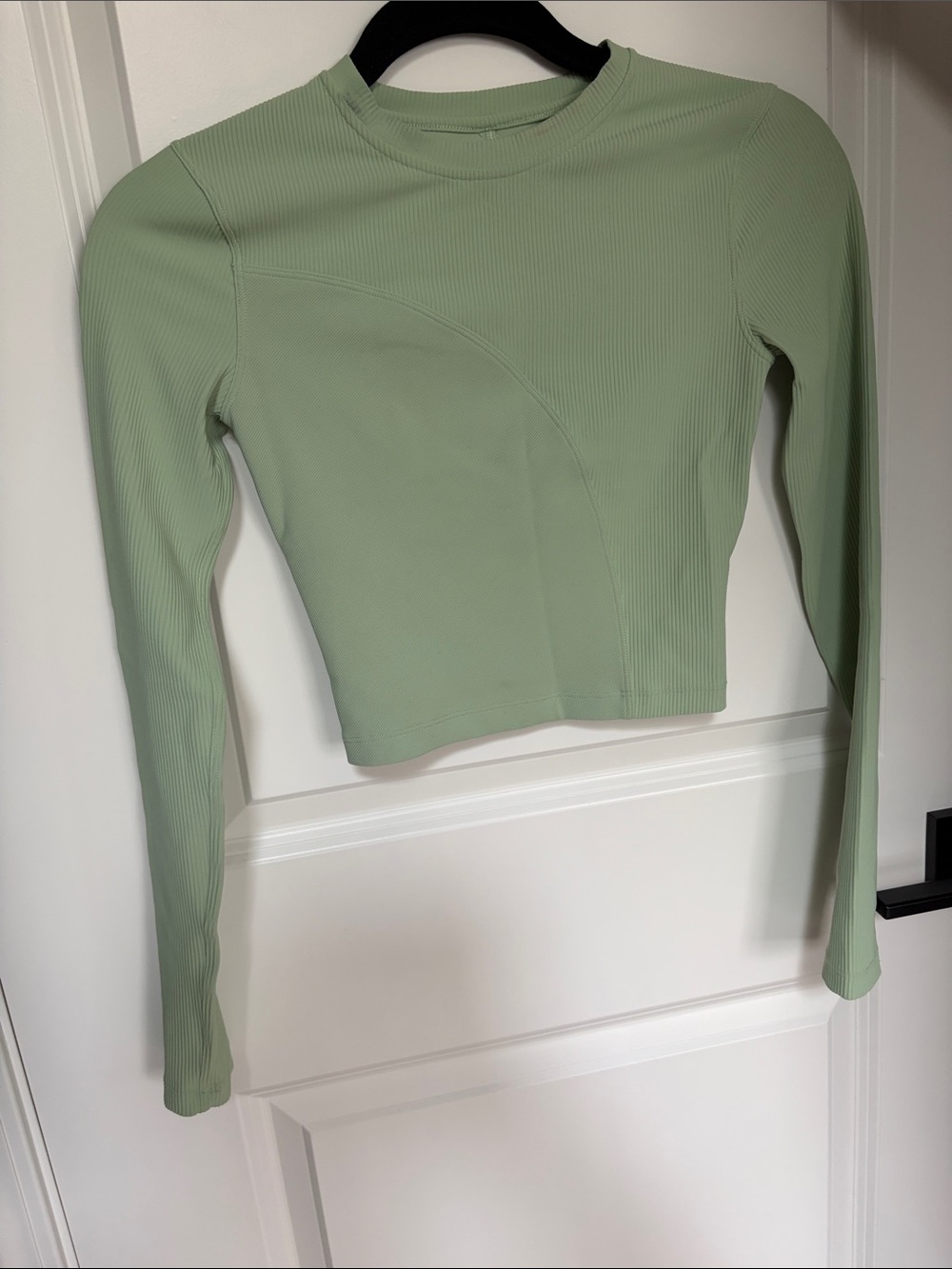 lululemon athletica Sage Green Ribbed Long-Sleeve Crop Top